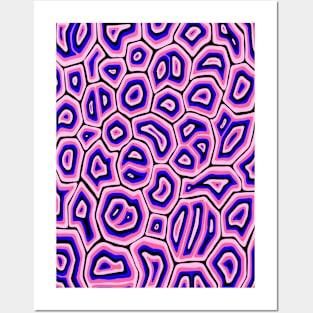 Pink Blue and Black Groovy Liquid Marble Swirls Posters and Art